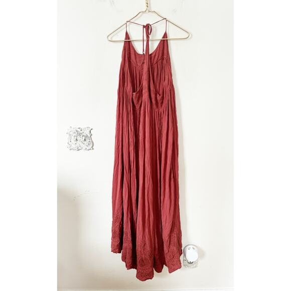 Free People Elaine Embroidered Racer ack Maxi Dress Dusty Pink Rust M - Picture 12 of 15